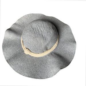 Wet Seal Gray Wool Felt Polyester Hat with Beige Rope One Size